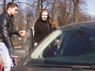 Spinkig Russian girl Adel Bye doesn't want to say goodbye to her BF