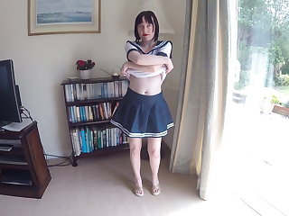 Sexy Slim Wife Shows off her School Uniform